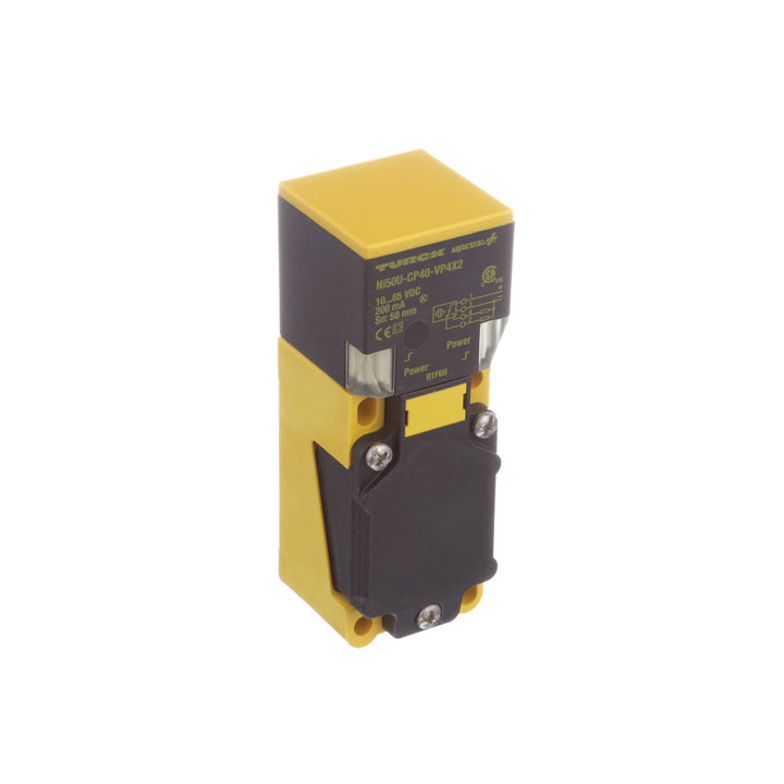 Turck NI50U-CP40-VP4X2 CP40 long-range inductive sensor, 50 mm, PNP output.