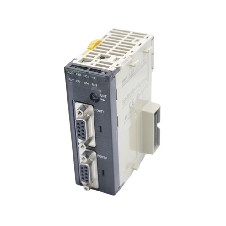Omron CJ1W-SCU21-V1 Serial Communications Unit with two RS-232C ports for high-speed data exchange in CJ-Series PLCs.
