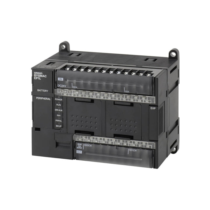 Omron CP1L-M30DR-D compact PLC with 18 inputs, 12 relay outputs, and 24 VDC power for reliable control in industrial automation systems.