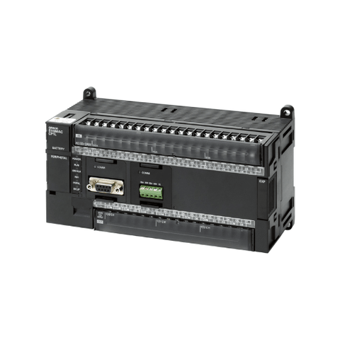 Omron CP1L-M60DR-A PLC with 36 digital inputs, 24 relay outputs, USB port, and 100–240 VAC supply for versatile industrial automation.