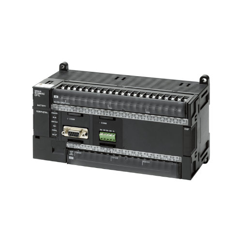 Omron CP1L-M60DR-A PLC with 36 digital inputs, 24 relay outputs, USB port, and 100–240 VAC supply for versatile industrial automation.