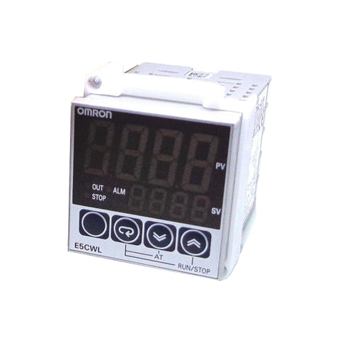 Omron E5CWL-R1TC temperature controller with thermocouple input, relay output, and dual LED display for precise industrial temperature control.