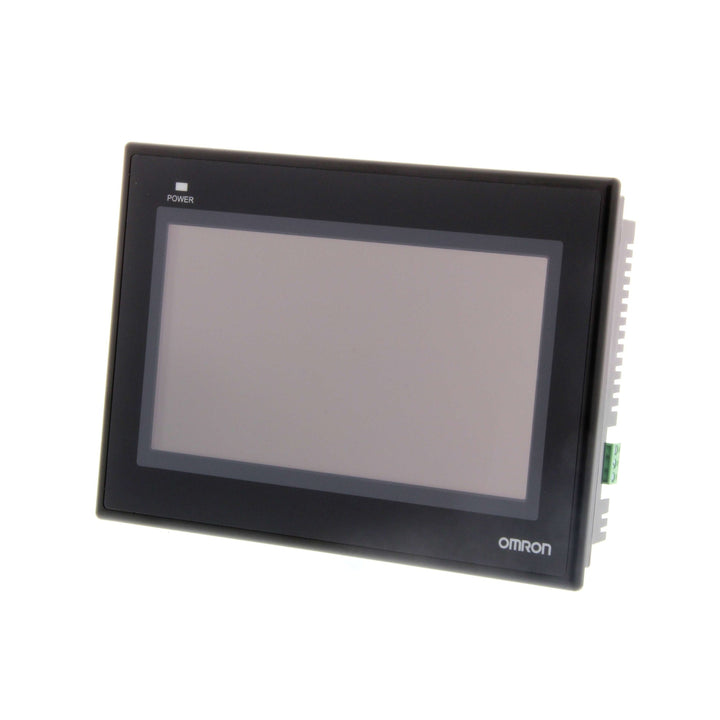 Omron NB7W-TW01B-V1 7-inch TFT color touchscreen HMI with Ethernet and USB host ports, ideal for industrial automation control.