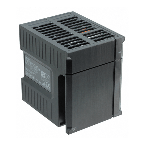 Omron NJ-PA3001 30W AC power supply unit with 100–240 VAC input, 5 VDC/6.0 A and 24 VDC/1.0 A outputs, and RUN indicator for NJ-Series controllers.