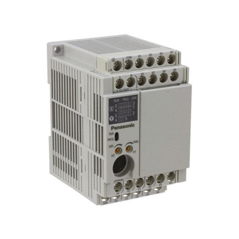 Panasonic AFPX-E30R PLC expansion unit with 16 inputs and 14 relay outputs. 100–240V AC, DIN mount, for FP-X industrial automation systems.