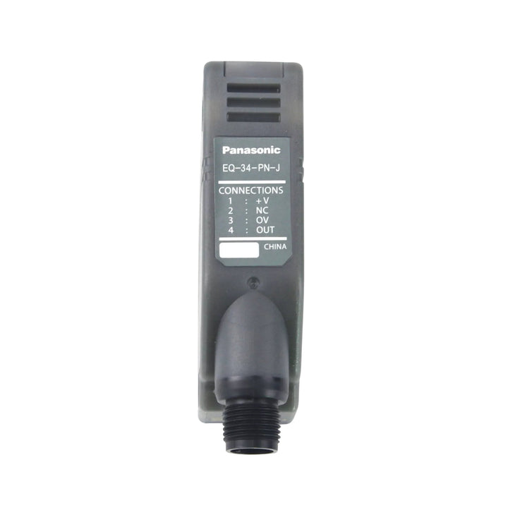 Panasonic EQ-34-PN-J photoelectric sensor, PNP output, retro-reflective type, IP67-rated for industrial automation applications.