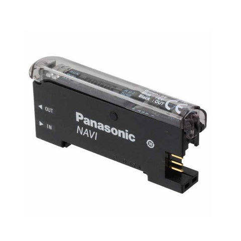 Panasonic FX-301P fiber optic sensor amplifier with PNP output. Dual digital display, auto-teach, and high-speed response for automation.