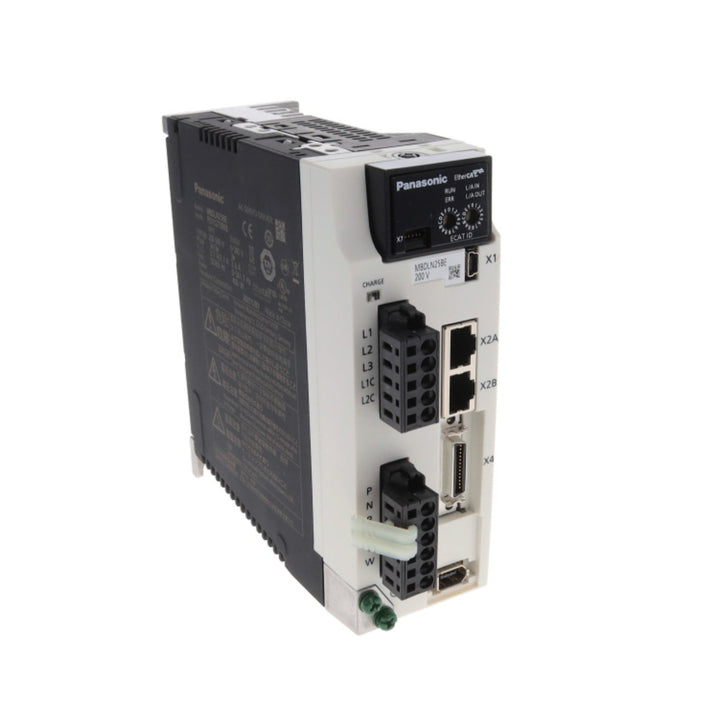 Panasonic MBDLN25BE 750W servo driver with EtherCAT. Compact MINAS A6 series drive for high-speed industrial automation and motion control.