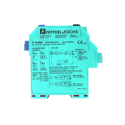 Pepperl+Fuchs KFA6-SR2-EX1.W isolated relay, 1-channel, Ex ia, SIL2, DIN rail mount.