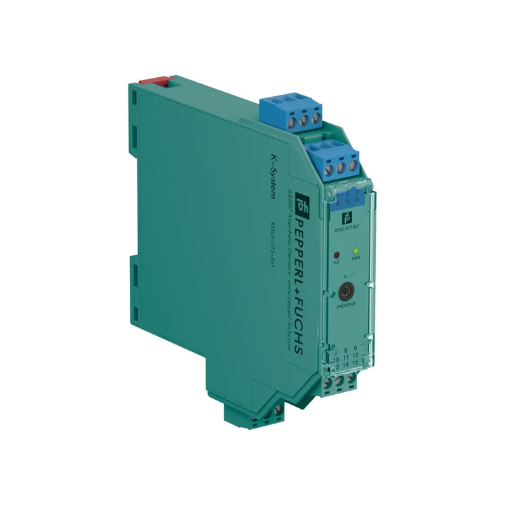 Pepperl+Fuchs KFD2-UT2-Ex1 (248764) 1-channel temperature converter, 4–20 mA output, supports RTD and thermocouple inputs, SIL 2 certified.