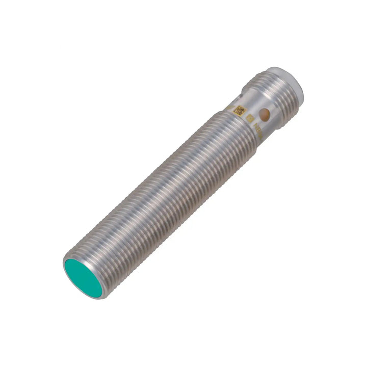 Pepperl+Fuchs NBB2-12GM50-E2-V1 2 mm inductive proximity sensor with PNP NO output and M12 connector for precise metal detection in industrial automation.