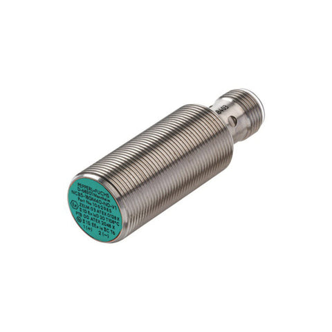 Pepperl+Fuchs NCB5-18GM40-N0-V1 inductive proximity sensor, 5mm sensing distance, NAMUR NC, 8.2V DC, M12 connector, IP66/IP67 rated.