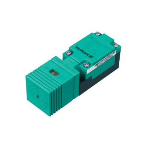 Pepperl+Fuchs NJ15-M1K-A2 rectangular inductive proximity sensor with 15 mm sensing distance, PNP complementary output, and IP67 protection.