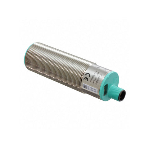 Pepperl+Fuchs UB2000-30GM-E5-V15 ultrasonic sensor, 2000 mm range, M30 housing, PNP NO, M12 connector, IP67-rated for harsh environments.
