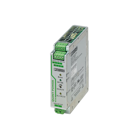 Phoenix Contact 2320034 STEP power supply, 24VDC 0.5A, compact DIN rail unit for building automation and small control applications.