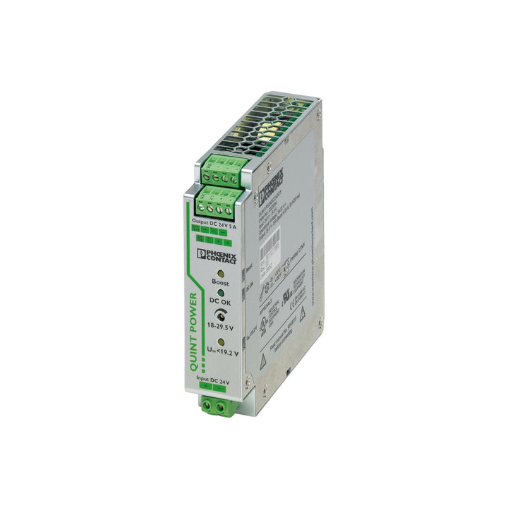 Phoenix Contact 2320034 STEP power supply, 24VDC 0.5A, compact DIN rail unit for building automation and small control applications.