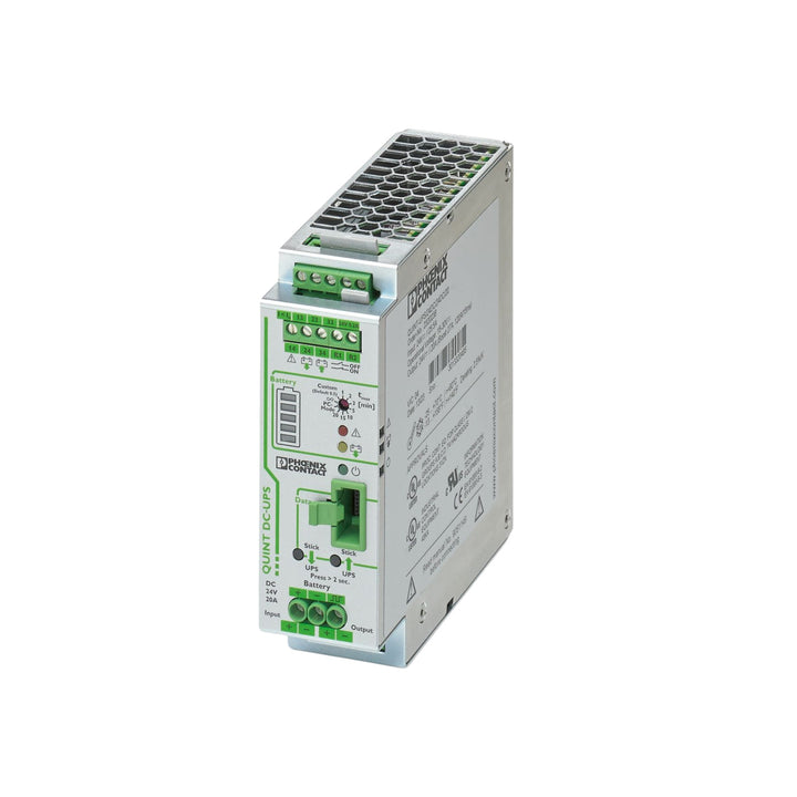 Phoenix Contact 2320238 STEP power supply, 24VDC 1.75A, compact DIN rail mount for building automation and control panel systems.