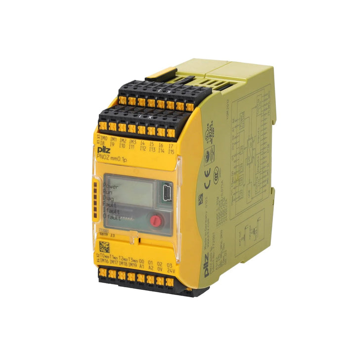 Pilz 772001 PNOZ X2.8P safety relay, 24VDC, 2 NO, 1 NC, 1 SO for reliable emergency stop and machine safety in industrial automation.