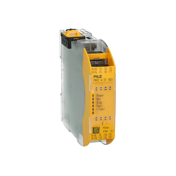 Pilz 772140 (PNOZ m EF 16DI) expansion module with 16 safe digital inputs for enhancing PNOZmulti 2 safety systems in industrial automation.