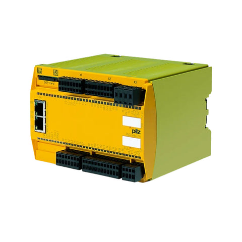Pilz 773103 PNOZ X3 safety relay, 24VDC, 3 NO, 1 NC, 1 SO for reliable emergency stop and machine safety in industrial automation.