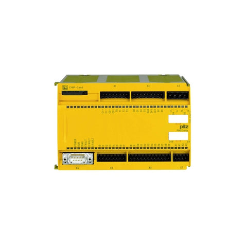 Pilz 773110 (PNOZ m0p) configurable safety controller with 20 digital inputs, 4 semiconductor outputs, and 2 relay outputs for industrial automation systems.