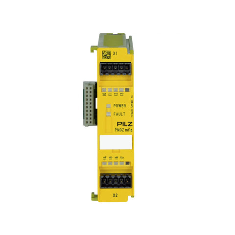 Pilz 773400 (PNOZ mi1p) expansion module with 8 safe digital inputs for enhancing PNOZmulti safety systems in industrial automation.