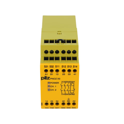 Pilz 774314 (PNOZ X3) safety relay for industrial automation, providing emergency stop and safety monitoring with fast response and easy integration.