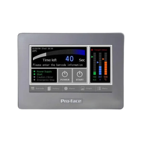 Pro-face PFXGP4114T2D 3.5" touchscreen HMI for industrial automation, featuring high-resolution display and multiple communication options.