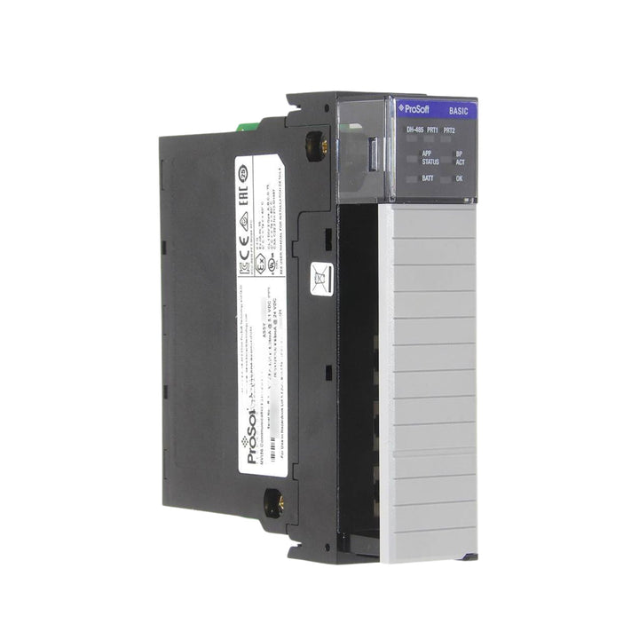 Communication Module for ControlLogix, featuring RS-232 and DH-485 ports, compatible with legacy 1771-DB and 1747-BAS programs.