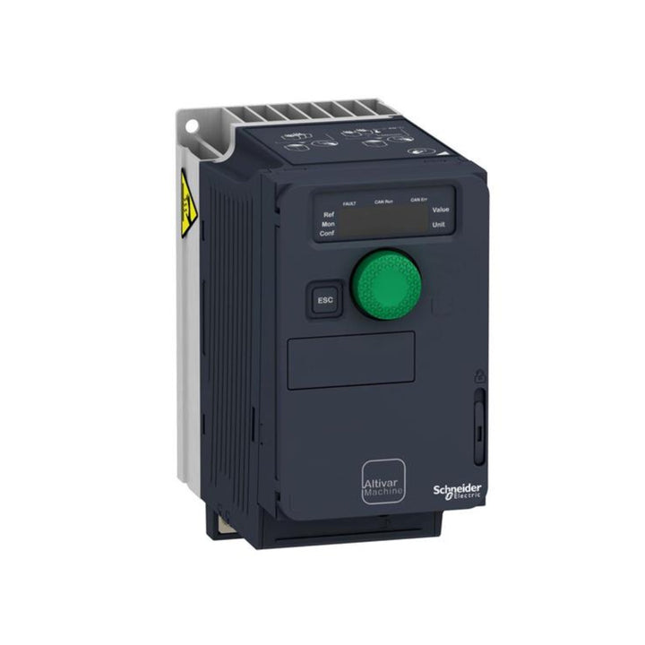 Schneider ATV320U02M2C 0.25 kW VFD with 200–240V single-phase input. Compact drive for small motors and machine control applications.