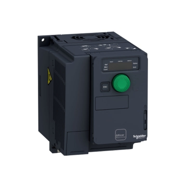 Schneider ATV320U11M2C 1.1 kW variable speed drive for 200–240V AC single-phase motors, ideal for pumps, fans, conveyors, and machinery.