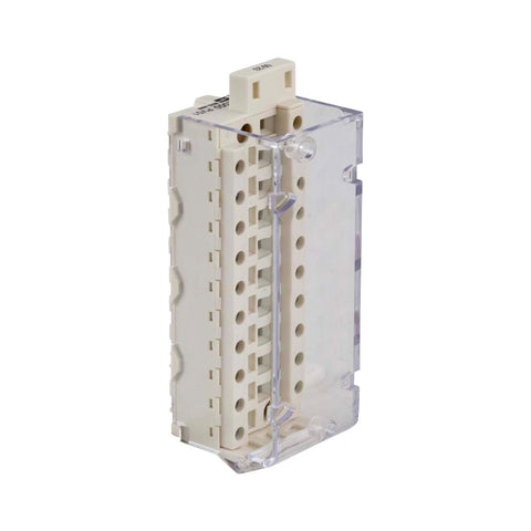 Schneider Electric BMXFTB2000 terminal block, 20-pin HE10 connector, DIN rail mount for Modicon X80 I/O modules in M340/M580 systems.