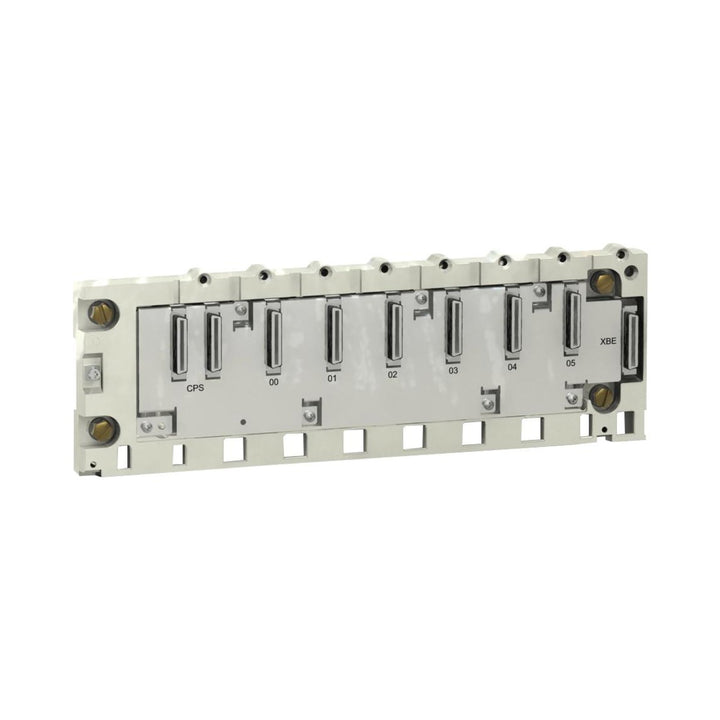 Schneider Electric BMXXBP0600 Modicon X80 backplane, 6 slots, DIN rail mounted, for M340 and M580 I/O and communication modules.