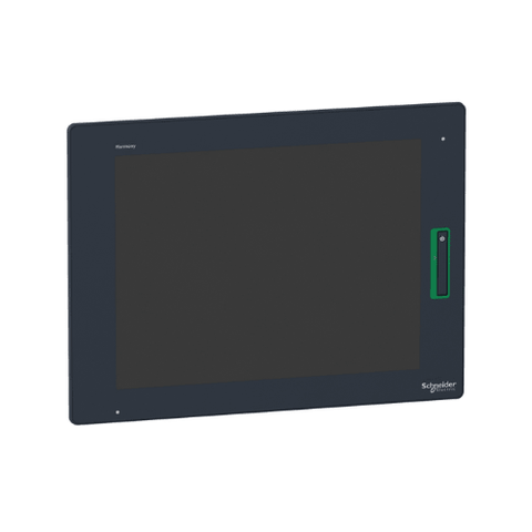 Schneider Electric HMIDT732 HMI with 15" touchscreen, XGA resolution, Ethernet, USB, and serial ports for industrial automation.