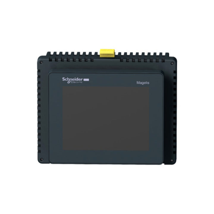 Schneider HMISTU655 5.7" HMI touchscreen with Ethernet, USB, and serial ports. Compact operator interface for industrial control.