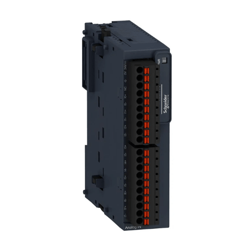 Schneider Electric TM3AI8G analog input module with 8 channels, 16-bit resolution, and support for voltage &amp; current signals in Modicon TM3 PLCs.