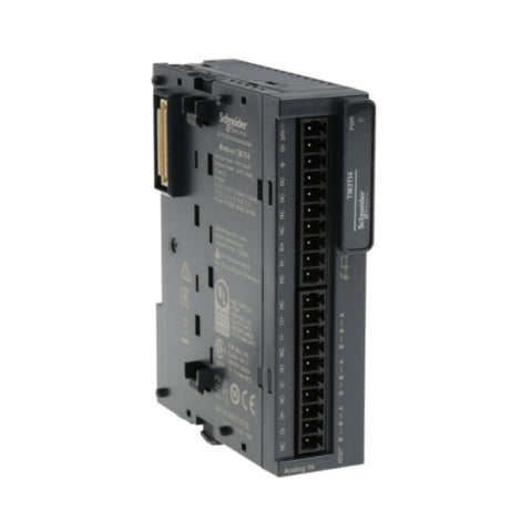Schneider Electric TM3TI4 analog input module, 4 channels for temperature sensors, 24V DC supply, 16-bit resolution, for Modicon M221/M241/M251 PLCs.