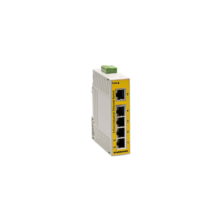 Turck SE20-84X-RJ522 unmanaged 5-port Ethernet switch, 10/100 Mbps, 10–30 V DC supply, IP20.