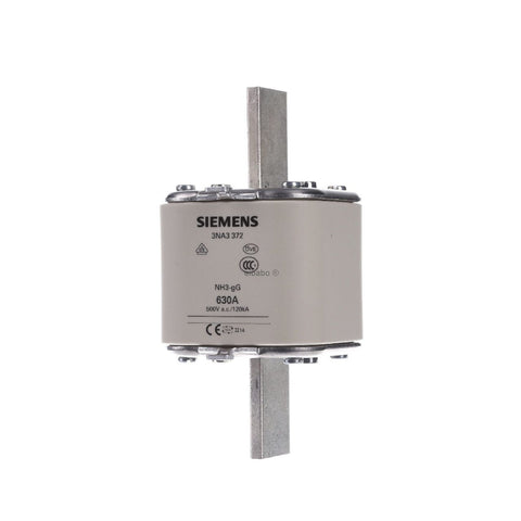 Siemens 3NA3372 LV HRC fuse, NH3, 630 A, 500 V AC / 440 V DC, gG class, with front indicator