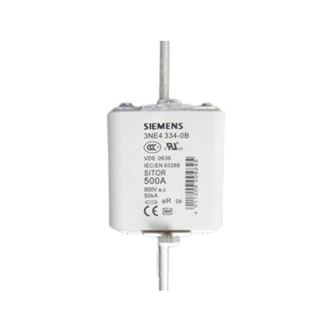 Siemens 3NE4334-0B SITOR fuse link, NH2, 500 A, 800 V AC / 440 V DC, with silver-plated blade contacts