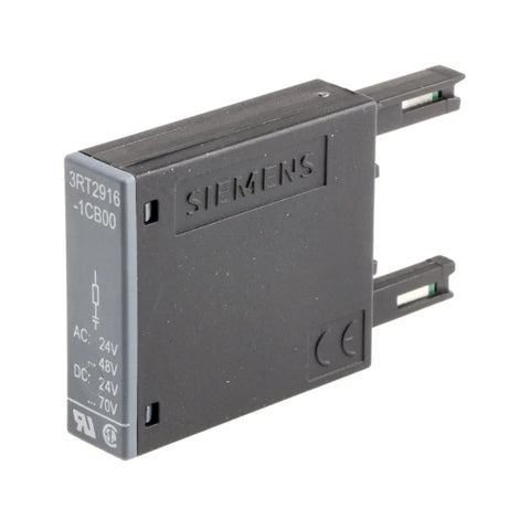 Siemens 3RT2916-1DG00 auxiliary switch block for contactors, expanding control circuit functionality in industrial automation.
