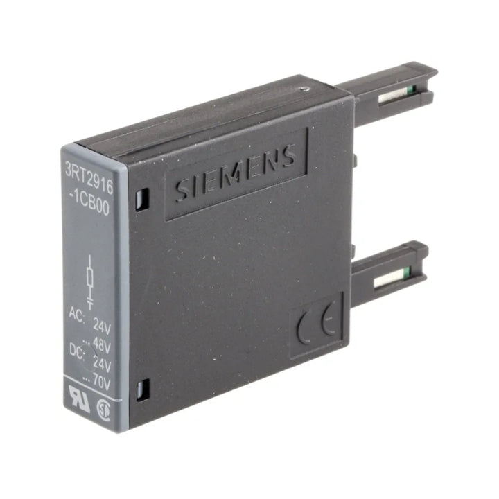 Siemens 3RT2916-1DG00 auxiliary switch block for contactors, expanding control circuit functionality in industrial automation.