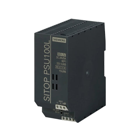 Siemens 6EP1333-1LB00 SITOP PSU100L power supply, 24V, 5A, for industrial automation and control systems.