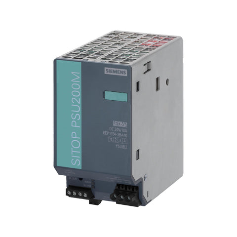 Siemens 6EP1334-3BA10 SITOP PSU100L 24V 10A power supply for industrial automation.