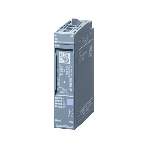 Siemens 6ES7134-6FF00-0AA1 SIMATIC ET 200SP analog input module with 2 AI and 16-bit resolution.