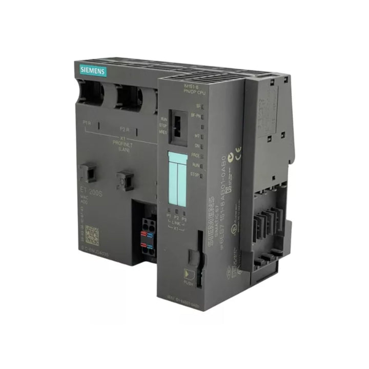 Siemens 6ES7151-8AB01-0AB0 ET 200S IM151-8 PN/DP CPU module for PROFINET and PROFIBUS industrial automation.