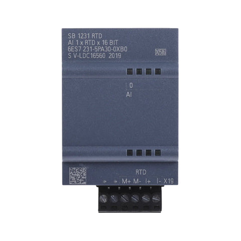 Siemens 6ES7231-5PA30-0XB0 analog input module, 4x RTD, 24V DC, S7-1200, IP20, screw terminals.