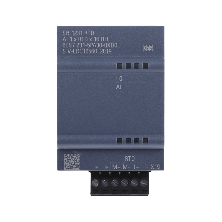 Siemens 6ES7231-5PA30-0XB0 analog input module, 4x RTD, 24V DC, S7-1200, IP20, screw terminals.
