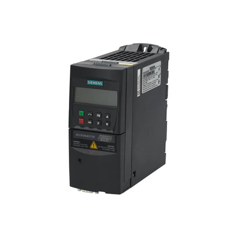 Siemens 6SE6420-2AB12-5AA1 MICROMASTER 420 frequency inverter 0.25 kW for industrial motor speed control.