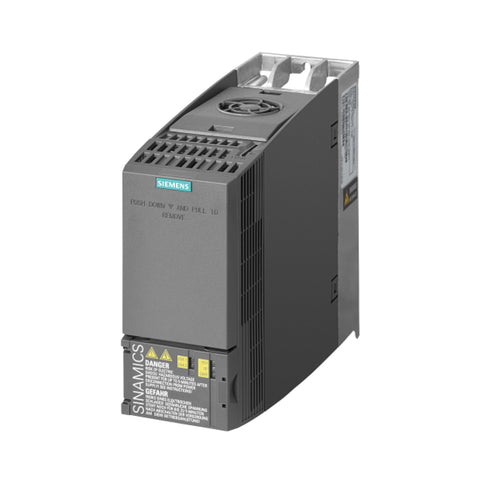 Siemens 6SL3210-1KE17-5AB1 SINAMICS G120C inverter, 7.5 kW, 3AC 400 V, with PROFINET and brake chopper for compact drive applications.